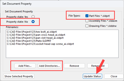 Usando a ferramenta Definir Propriedade do Documento