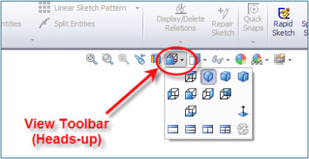 Acessando o comando de Orientação de Visualização na barra de ferramentas Heads-up